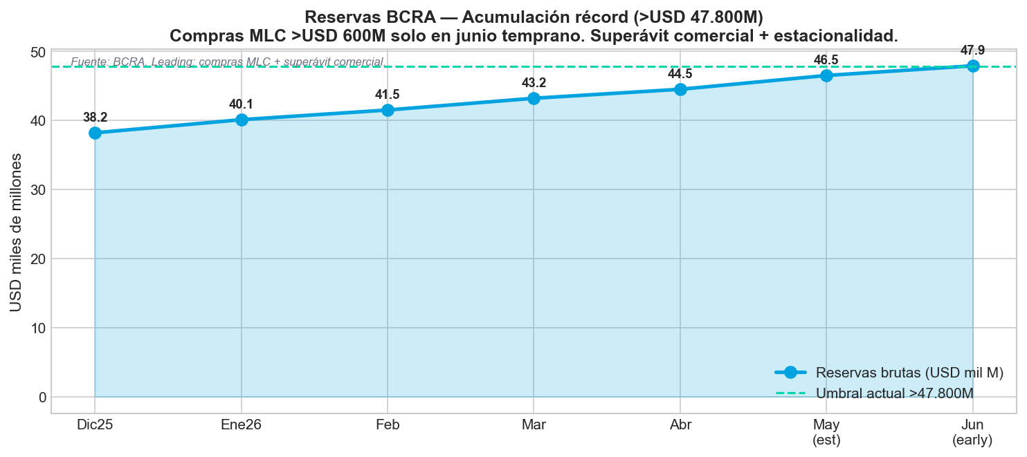 Reservas BCRA — Acumulación récord >47.800M